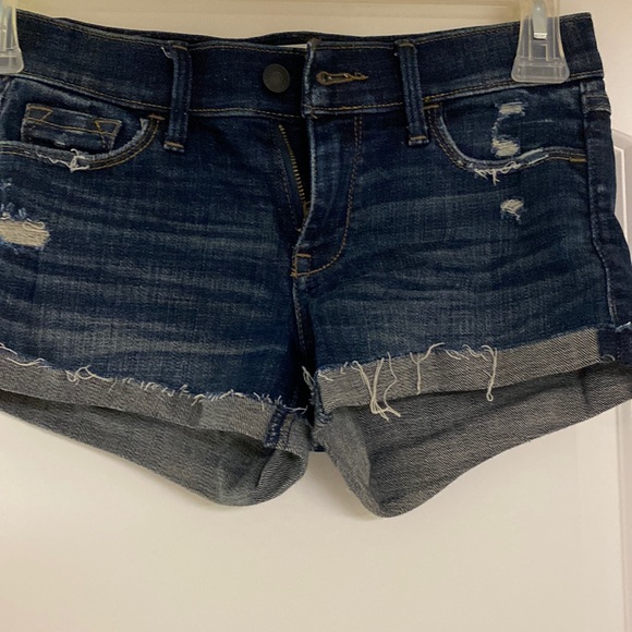 Abercrombie & Fitch, Size:00/24, Dark Wash Ripped Shorts - Picture 1 of 3